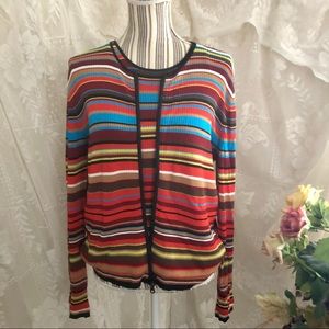 W WORTH Jewel Tone Striped Tank & Cardigan Twinset